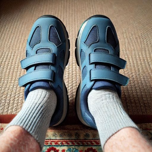 Imagen de unos zapatos con doble cierre de velcro; ideal para prevenir las caídas en personas mayores.